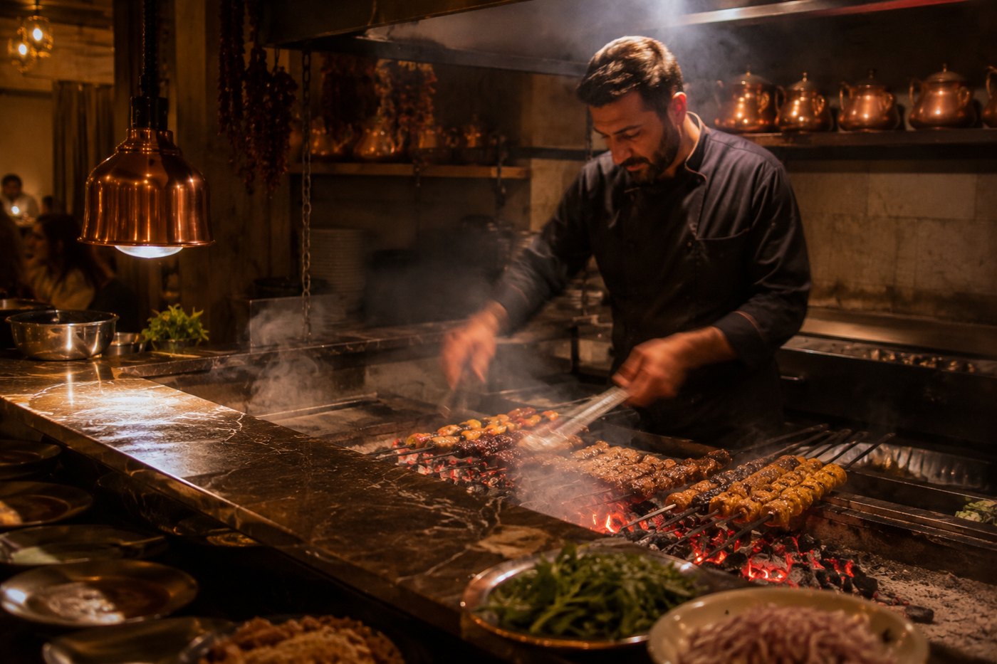 Chef at the charcoal grill