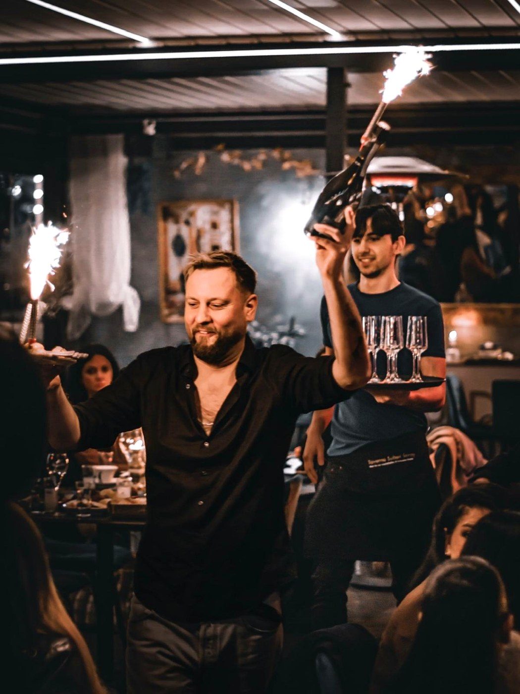 Bottle service with sparklers at Sultan Saray