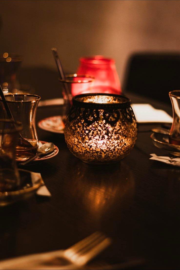 Candlelit table setting